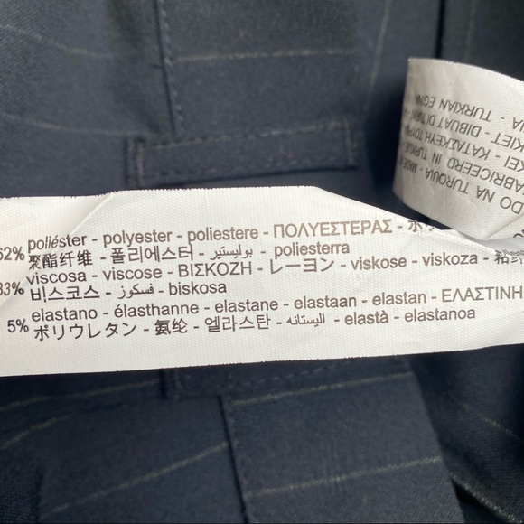 ZARA Navy Pin Stripe Zip Up Mini Skirt with Side Square Patch Pockets - Picture 7 of 8